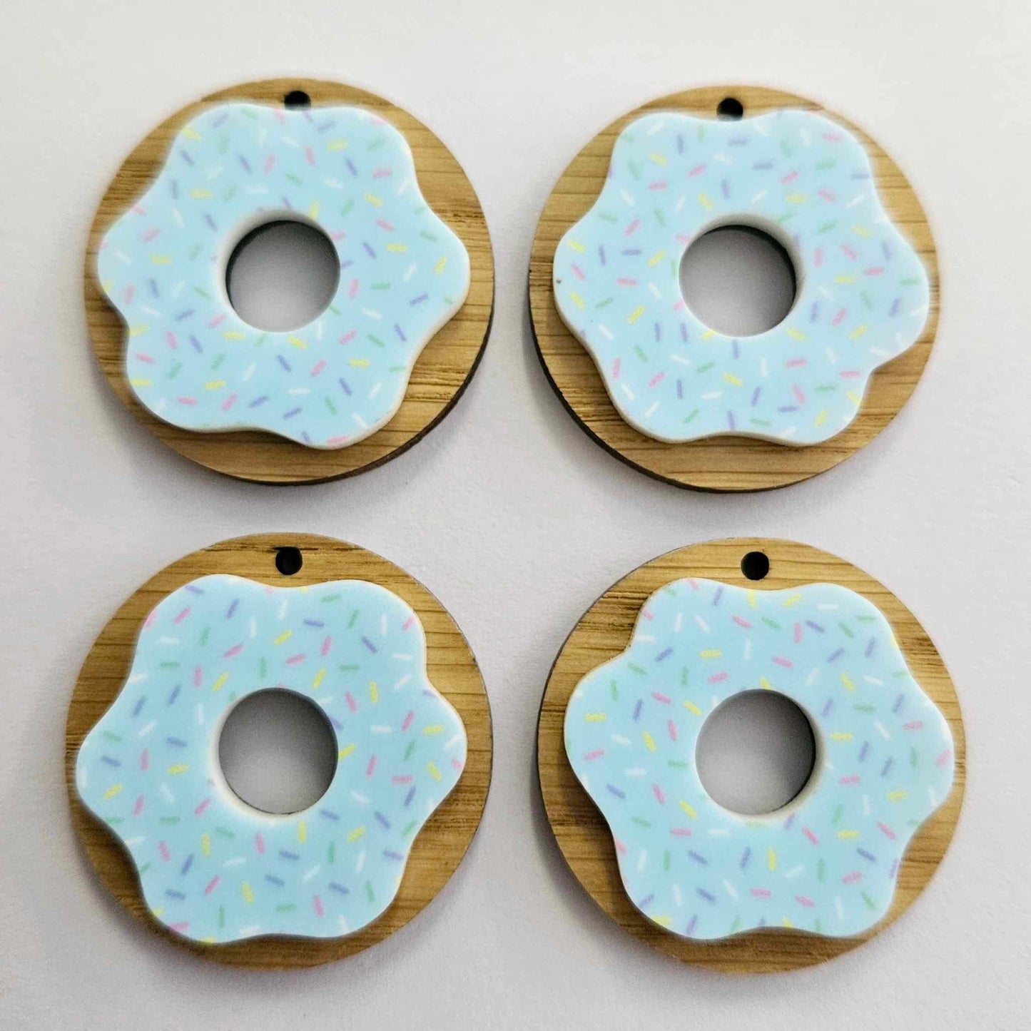 35mm OAK & BLUE SPRINKLE Acrylic DONUTS