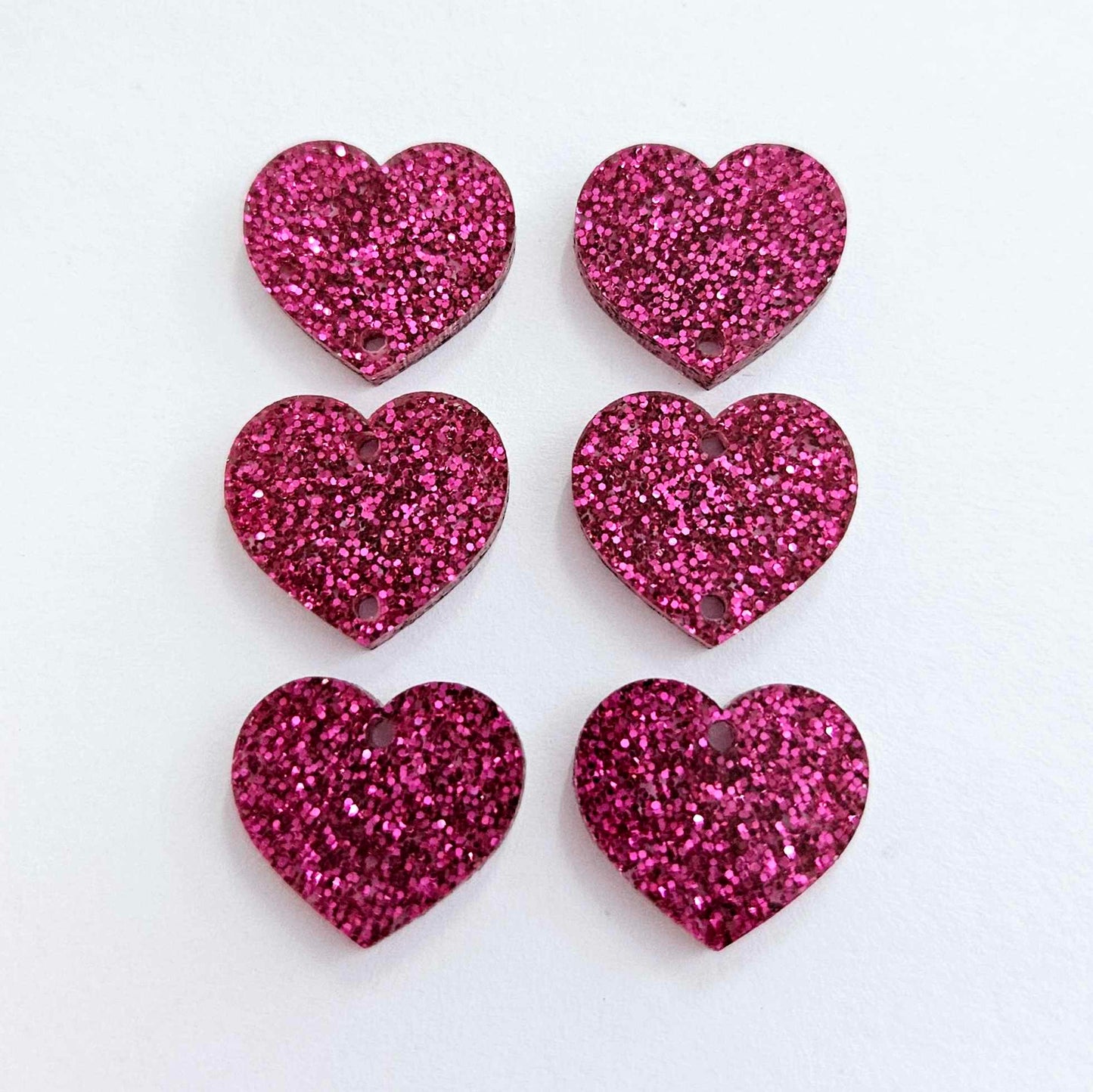 18mm HOT PINK GLITTER 3 LAYERED Acrylic Hearts