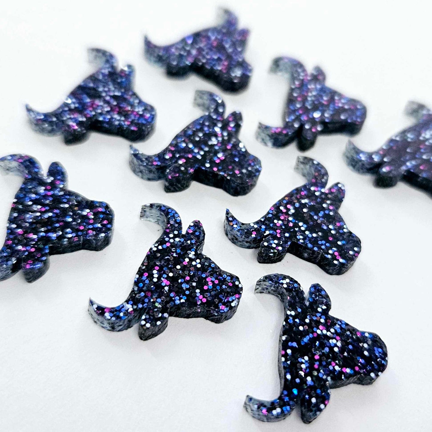 17mm HOLOGRAPHIC BLUE GLITTER Acrylic BULL HEADS