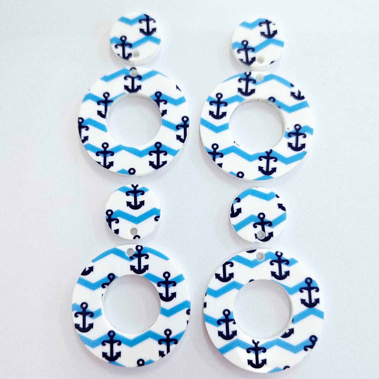 33mm NAUTICAL ANCHOR Acrylic MINI HOOPS, with toppers
