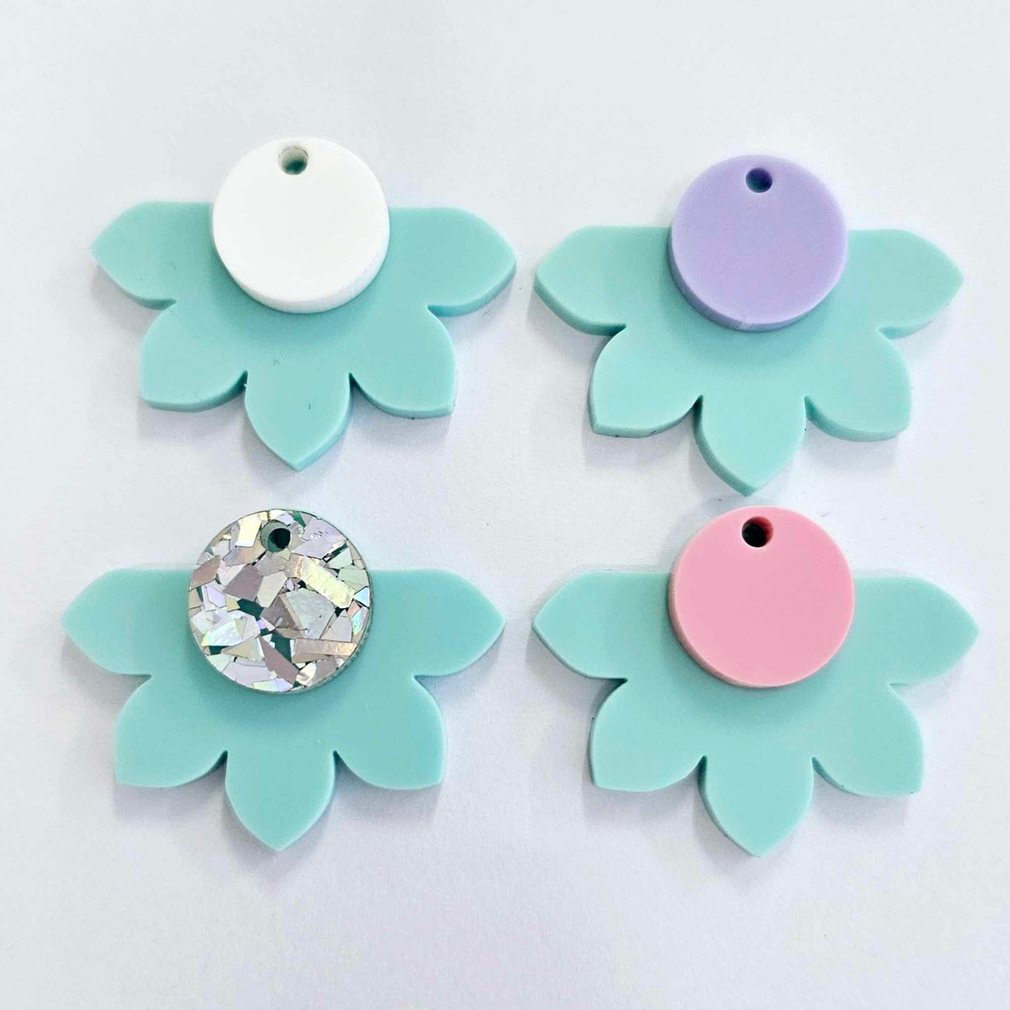 35mm PASTEL Acrylic Half FLOWERS MIXED Pack