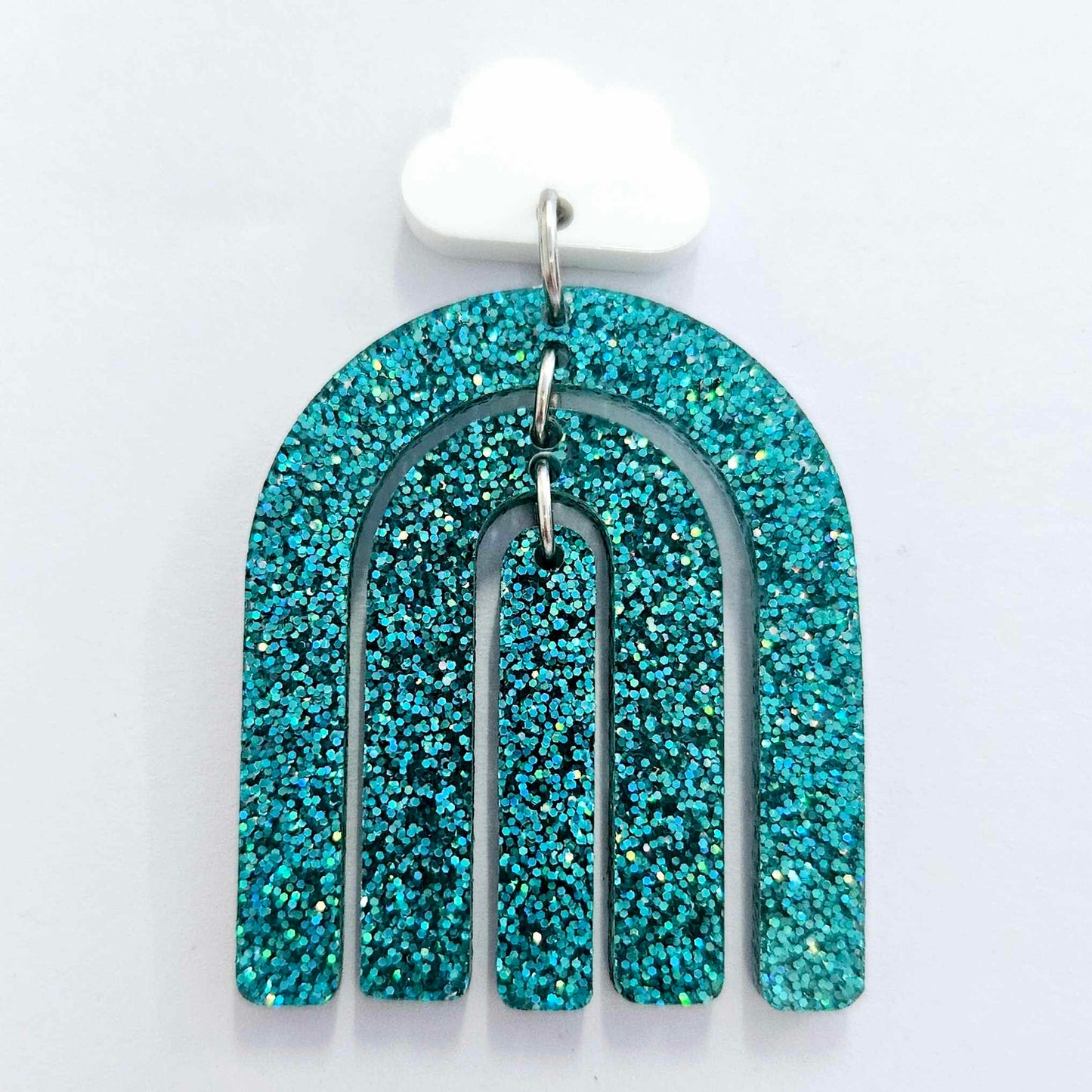 40mm TEAL GLITTER Acrylic RAINBOWS