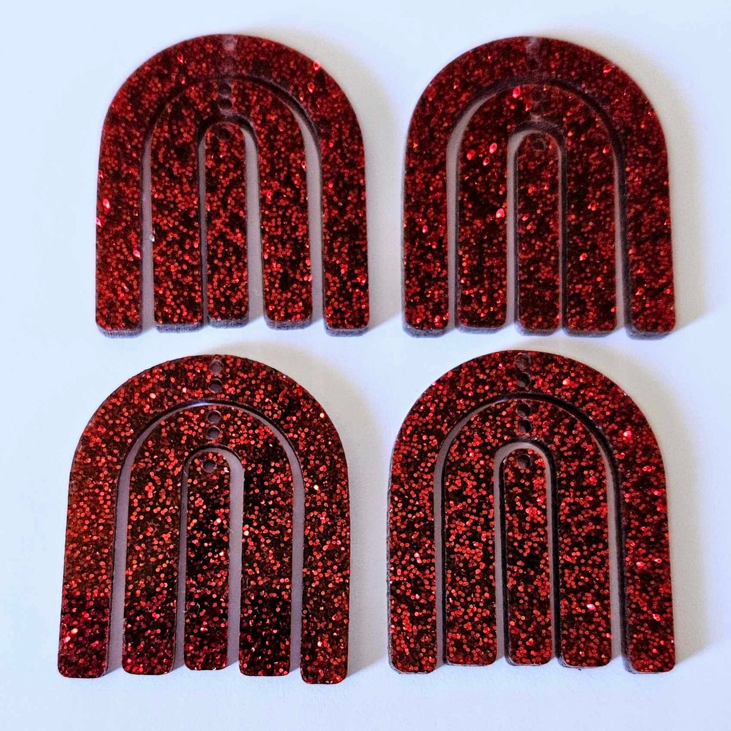 40mm RED GLITTER Acrylic RAINBOWS