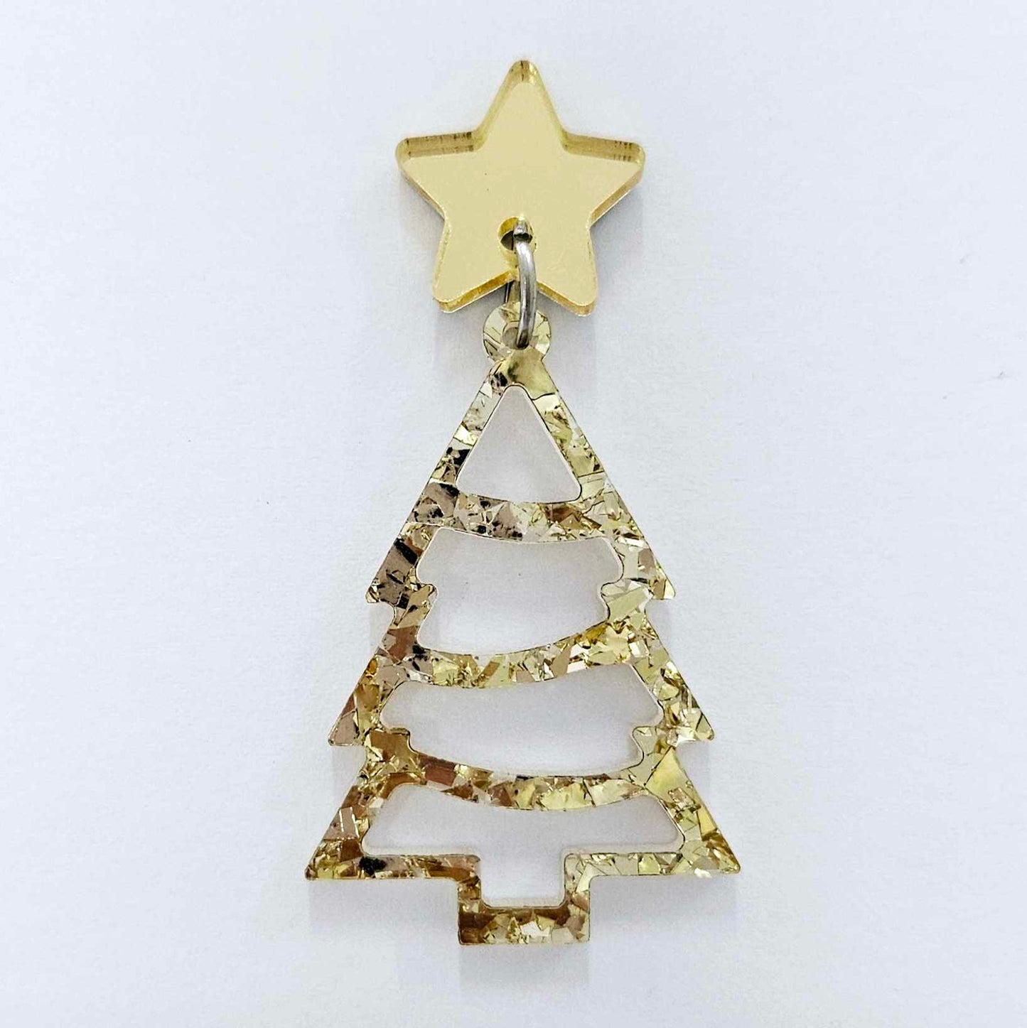 gold glitter Christmas Xmas tree diy earring supplies acrylic laser cut blanks dangles