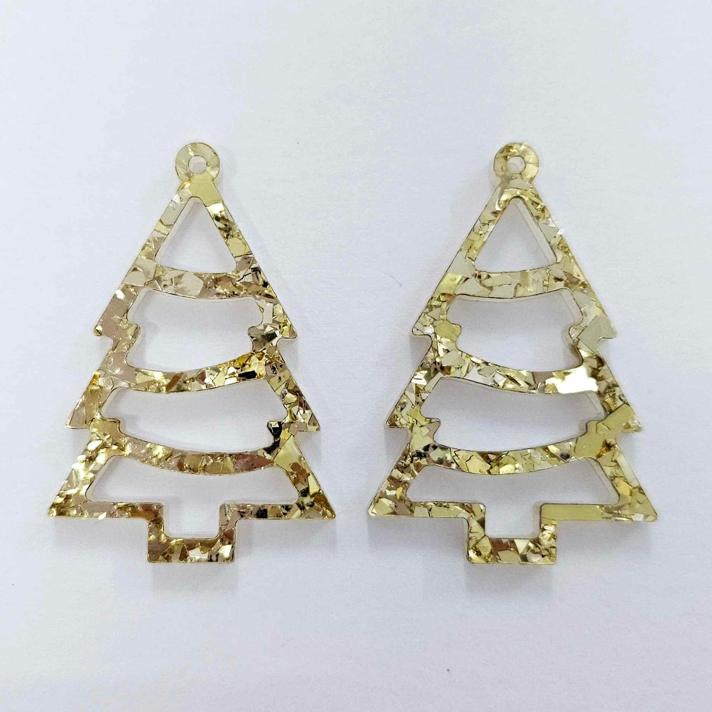 gold glitter Christmas Xmas tree diy earring supplies acrylic laser cut blanks dangles
