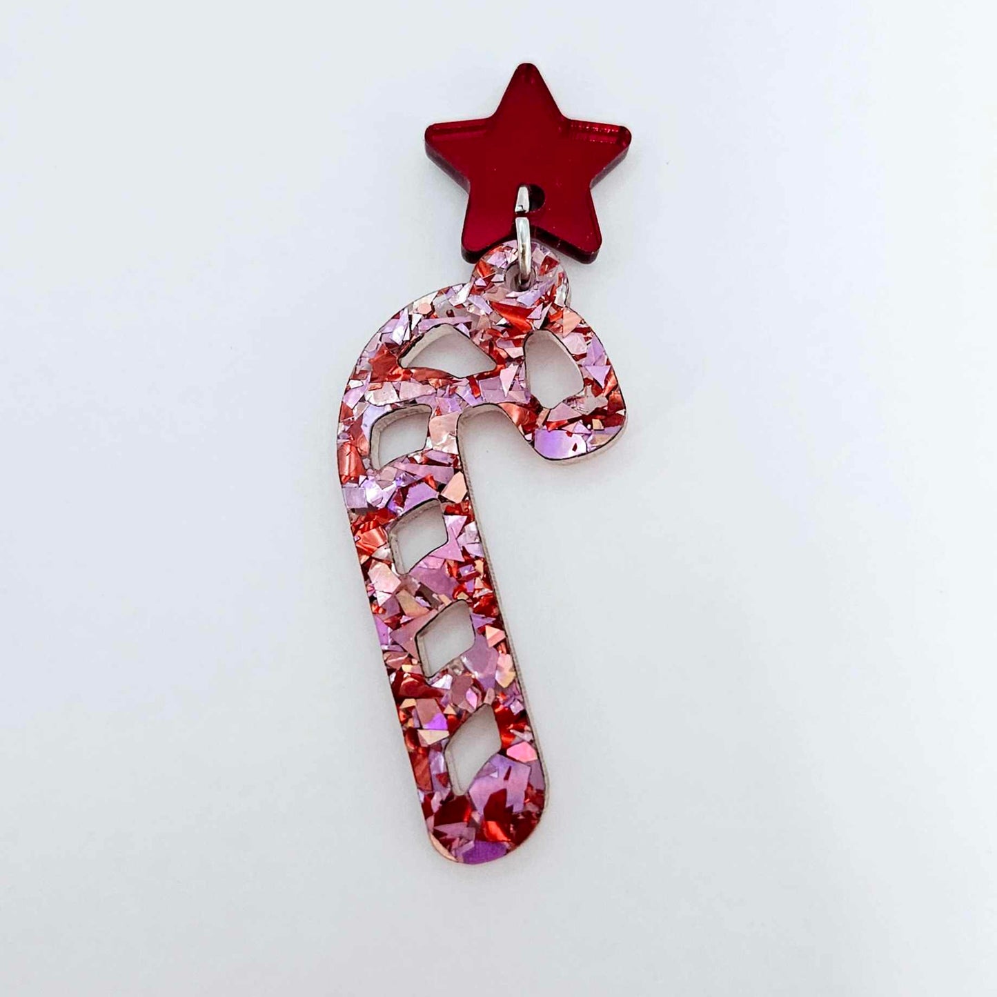 chunky love red pink glitter Christmas candy canes diy earring supplies laser cut acrylic dangles blanks