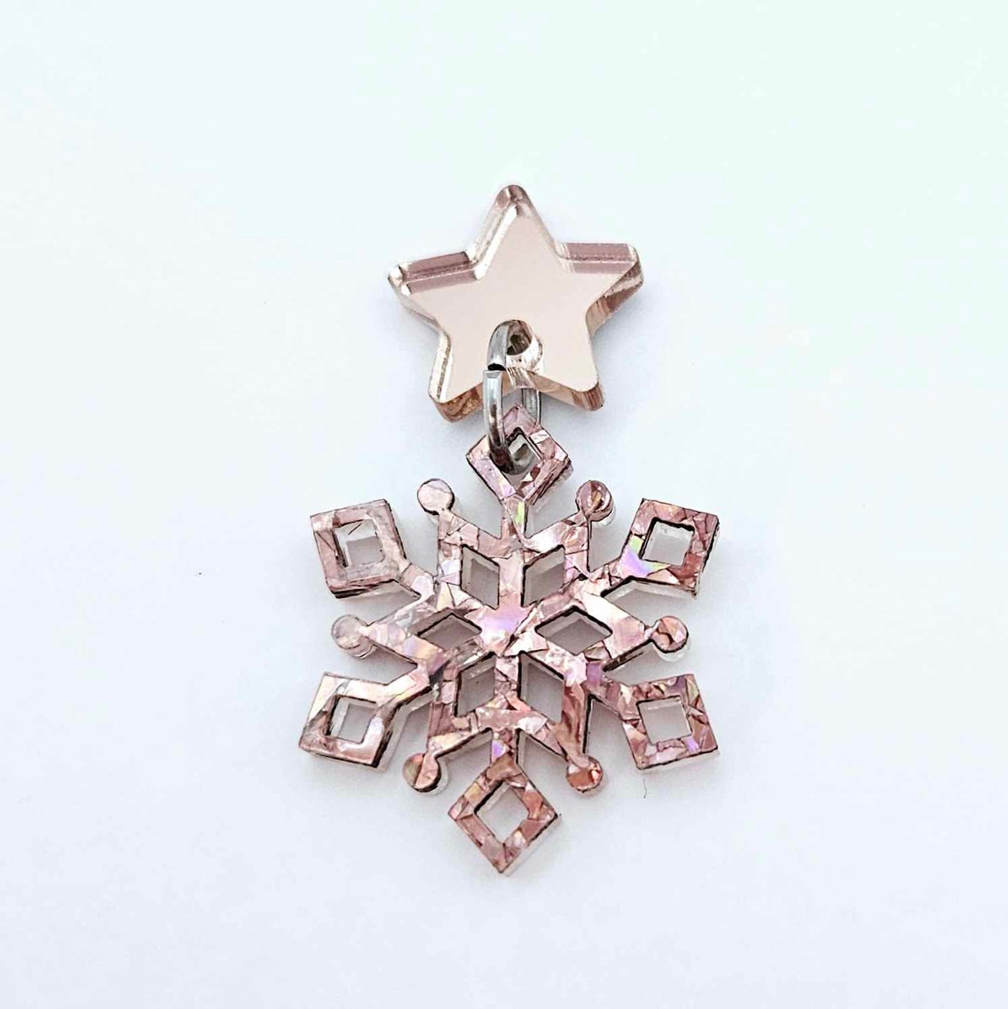 holographic rose gold glitter snowflakes Christmas mini diy earring supplies laser cut acrylic dangles connectors blanks