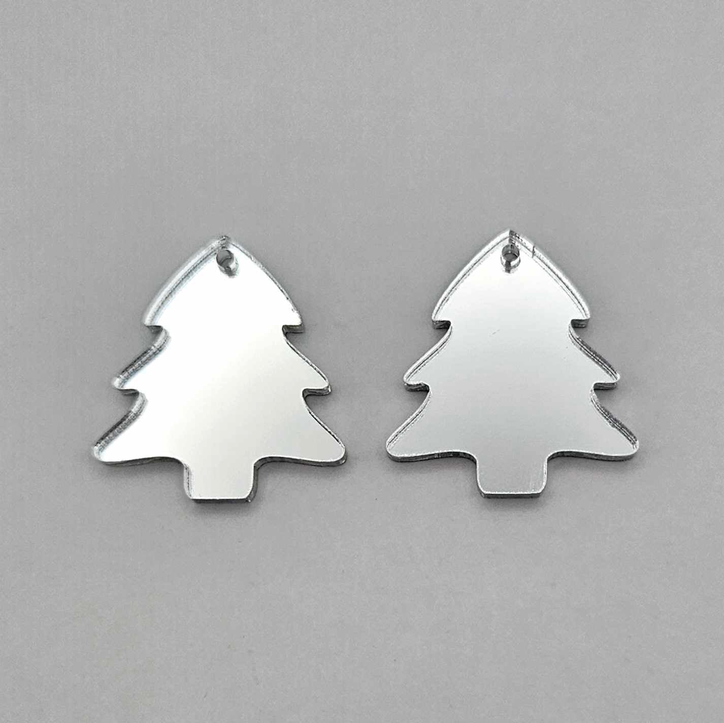 silver mirror Christmas trees diy earring supplies laser cut acrylic dangles blanks mini petite