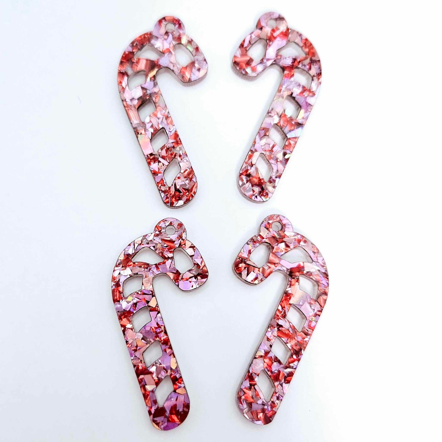 chunky love red pink glitter Christmas candy canes diy earring supplies laser cut acrylic dangles blanks