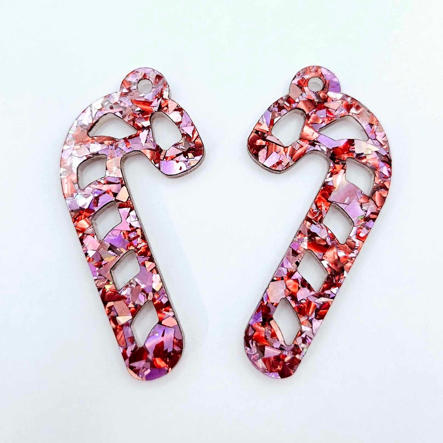 chunky love red pink glitter Christmas candy canes diy earring supplies laser cut acrylic dangles blanks