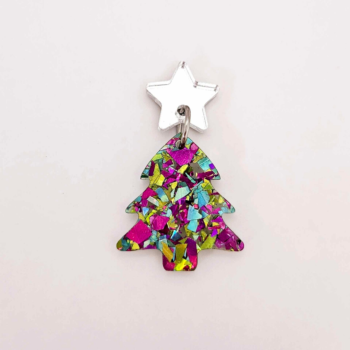 chunky peacock green purple glitter Christmas tree mini petite diy earring supplies laser cut acrylic blanks dangles