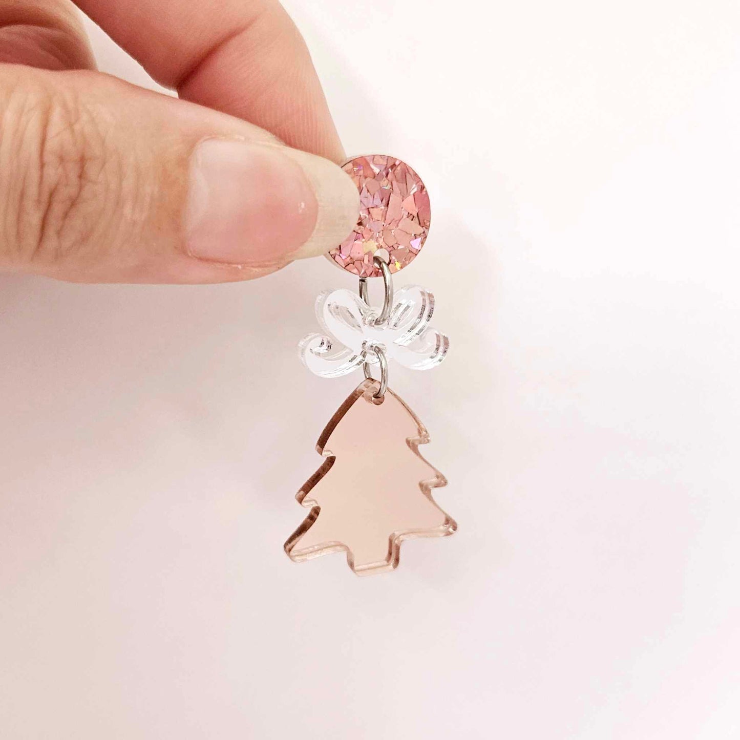 rose gold mirror Christmas trees diy earring supplies laser cut acrylic dangles blanks
