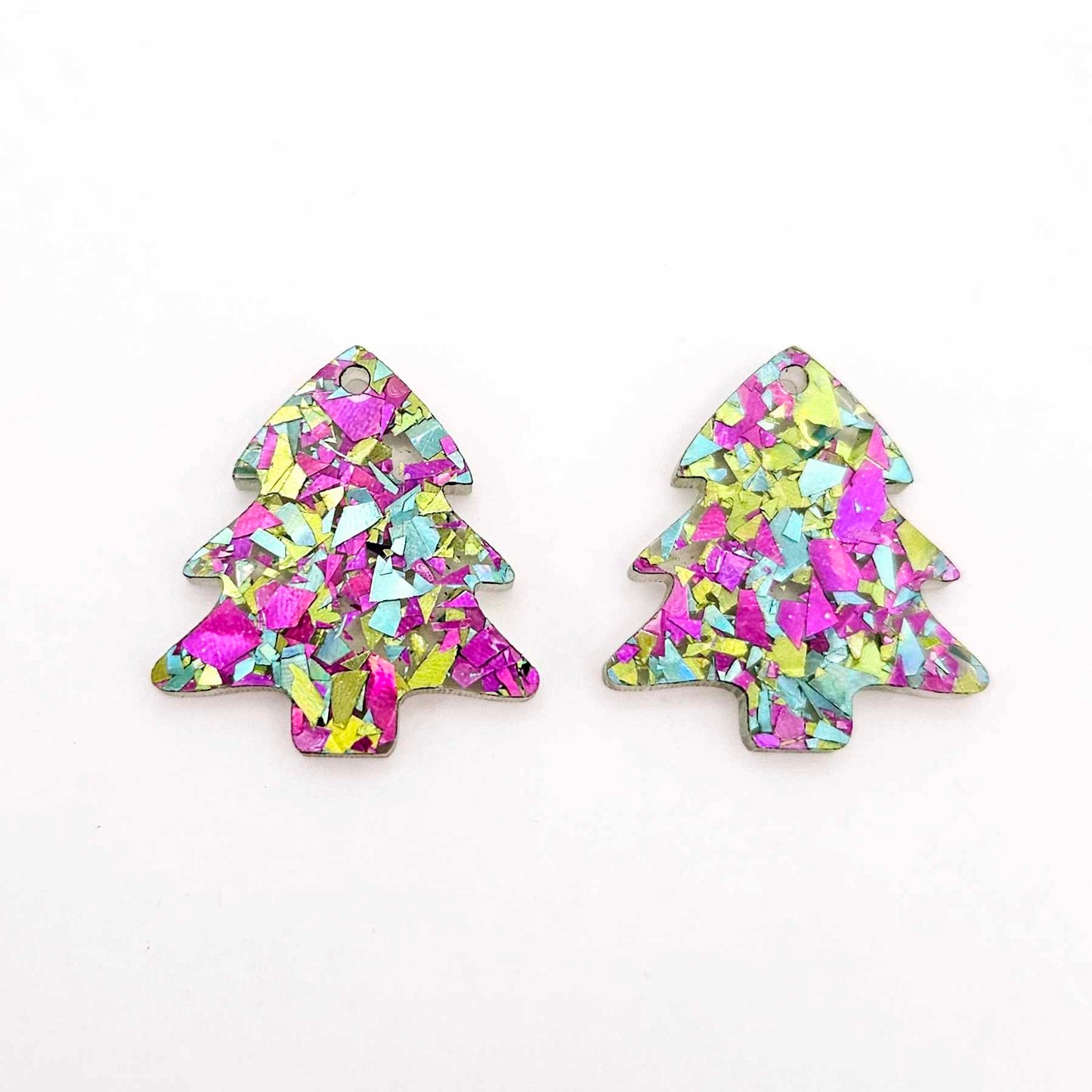 chunky peacock green purple glitter Christmas tree mini petite diy earring supplies laser cut acrylic blanks dangles