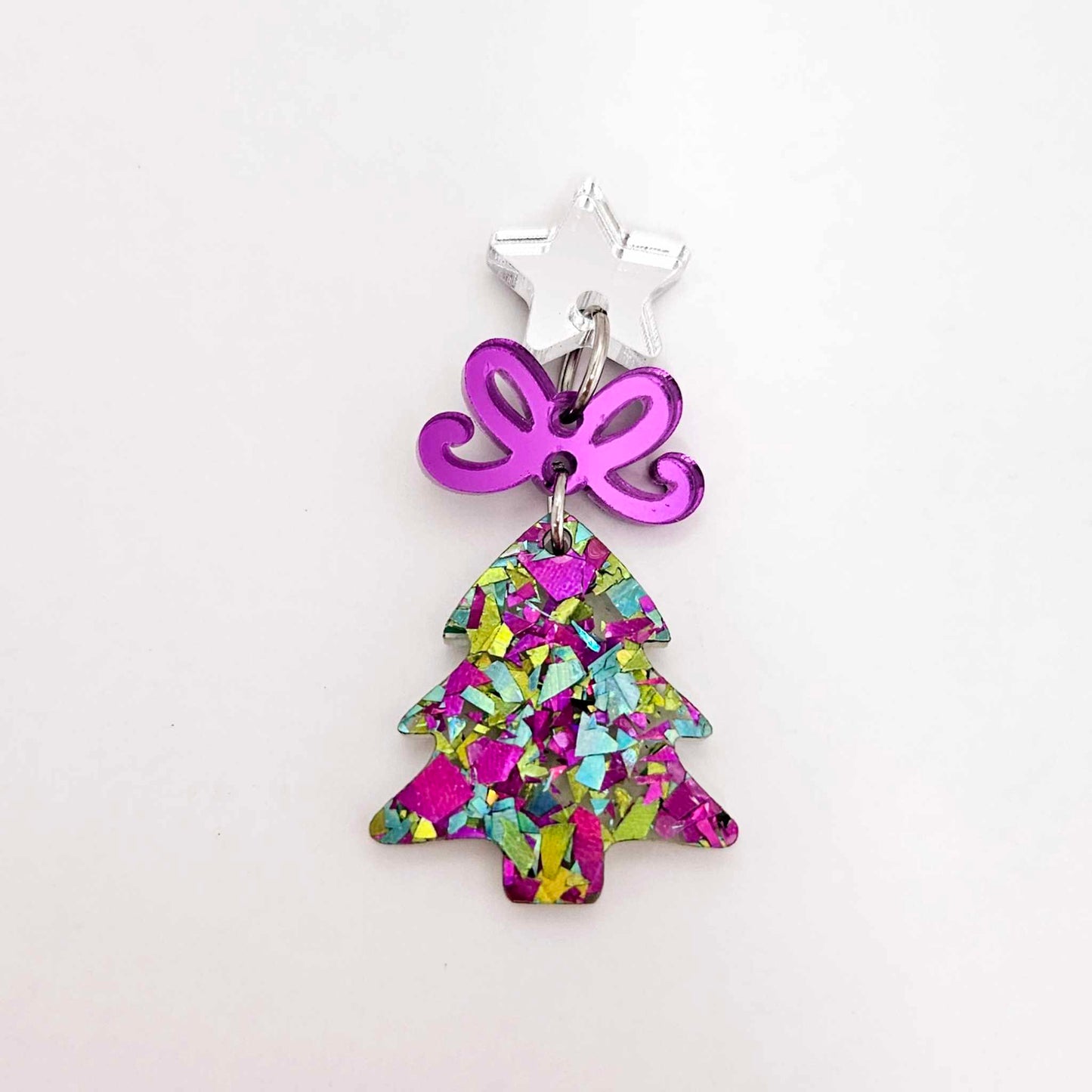 chunky peacock green purple glitter Christmas tree mini petite diy earring supplies laser cut acrylic blanks dangles