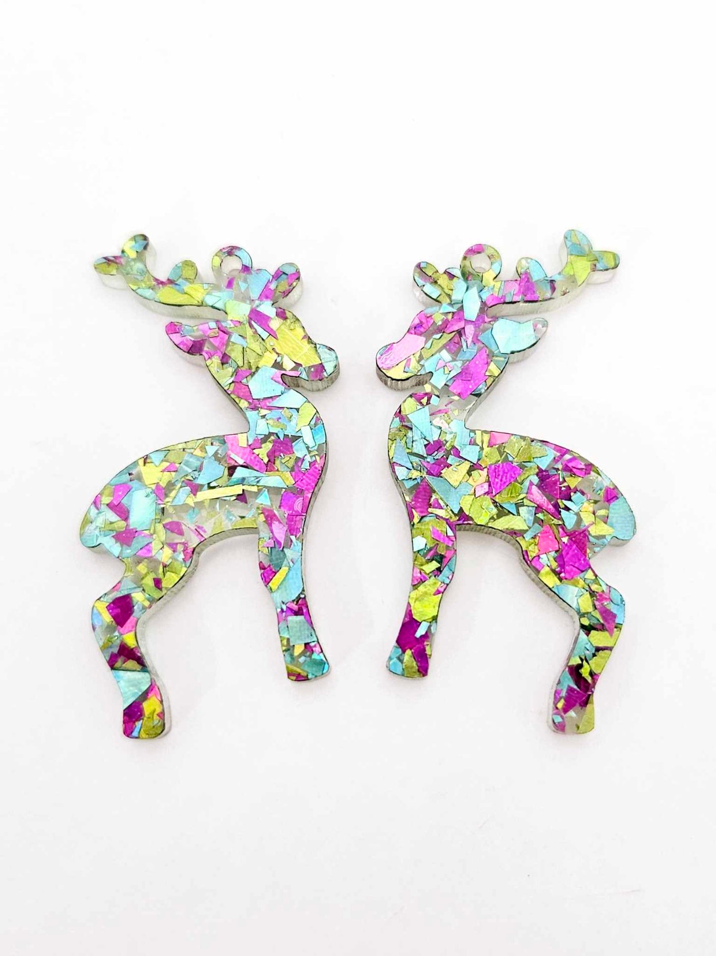 chunky green purple peacock glitter Christmas reindeer DIY earring supplies laser cut acrylic dangles blanks