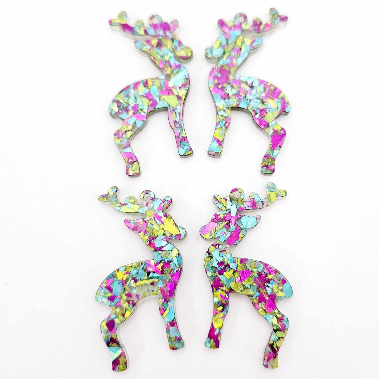 chunky green purple peacock glitter Christmas reindeer DIY earring supplies laser cut acrylic dangles blanks