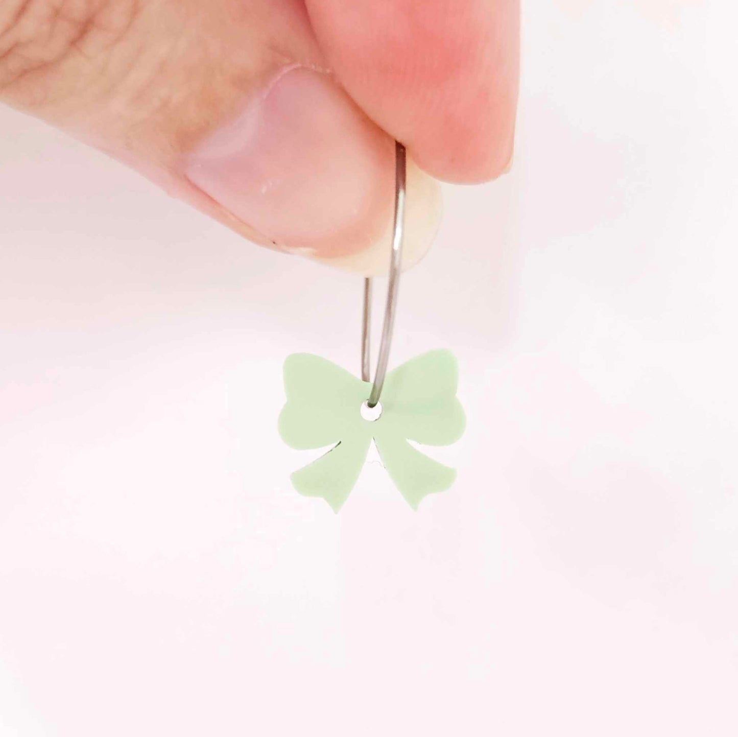 pastel mint green bow accompaniments DIY earring supplies laser cut acrylic dangles Easter