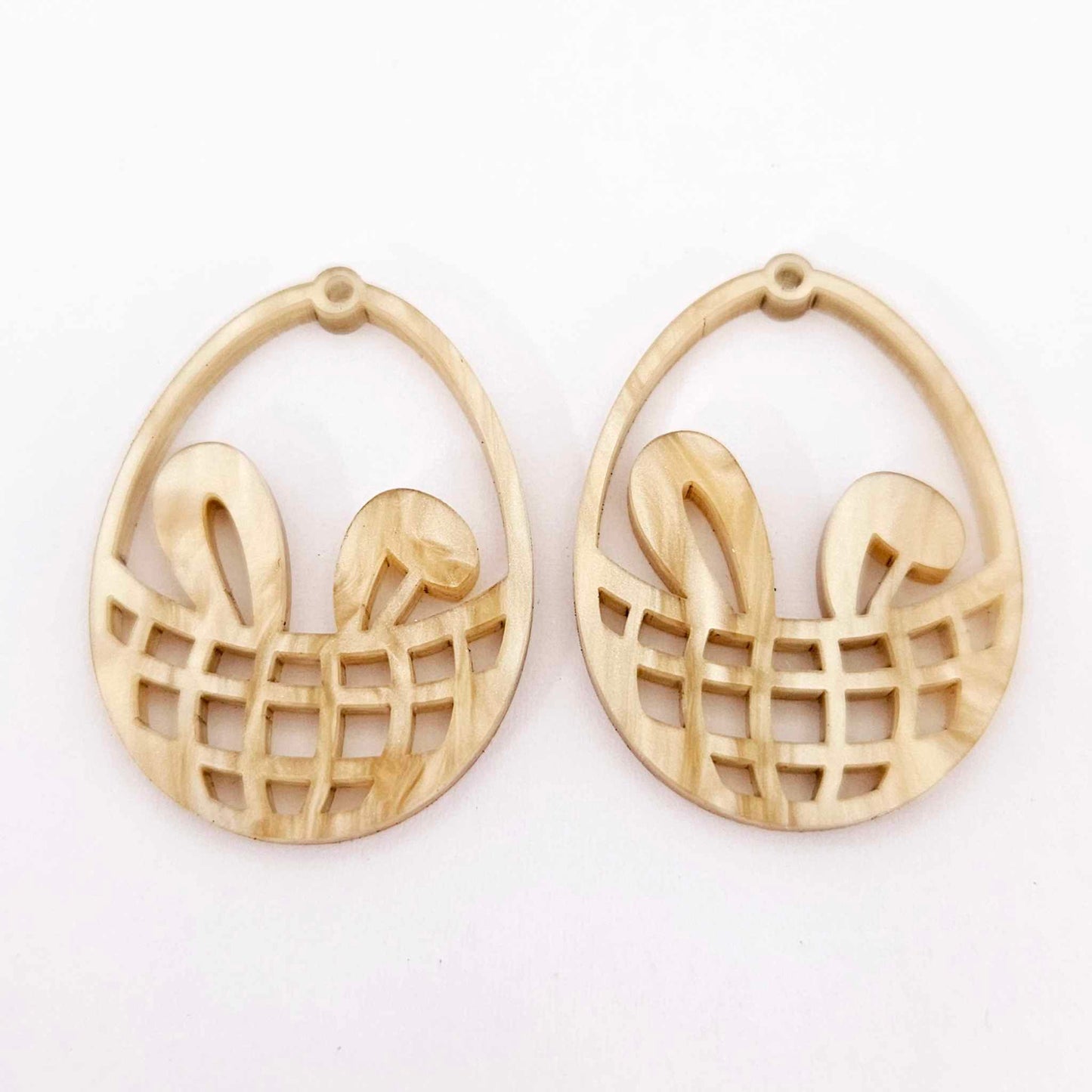 gold pearl brown Easter bunny egg basket DIY earring supplies laser cut acrylic dangles blanks