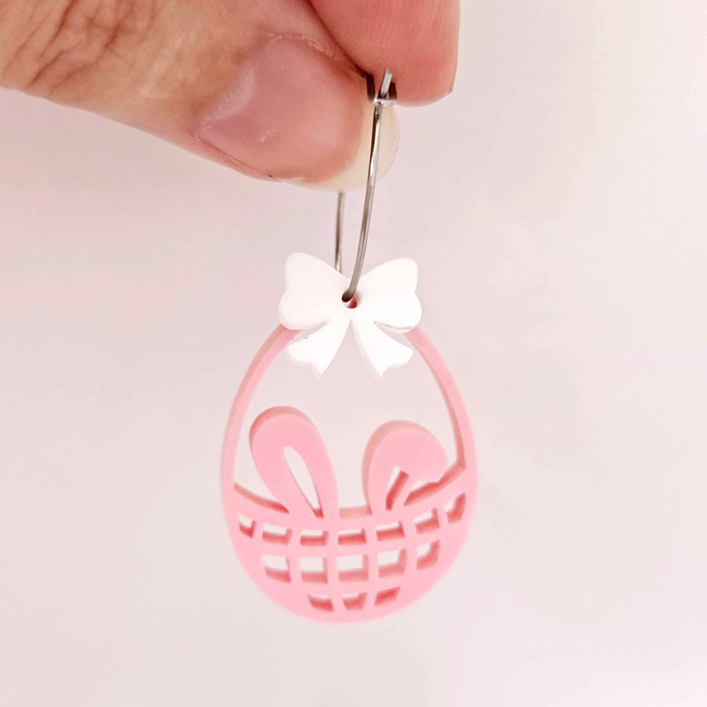 pastel pink Easter bunny egg basket DIY earring supplies laser cut acrylic dangles blanks