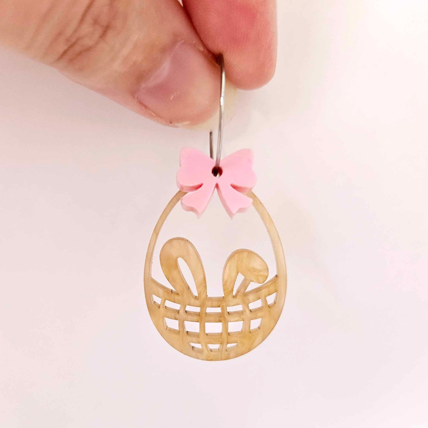 pastel pink bow accompaniments DIY earring supplies laser cut acrylic dangles Easter
