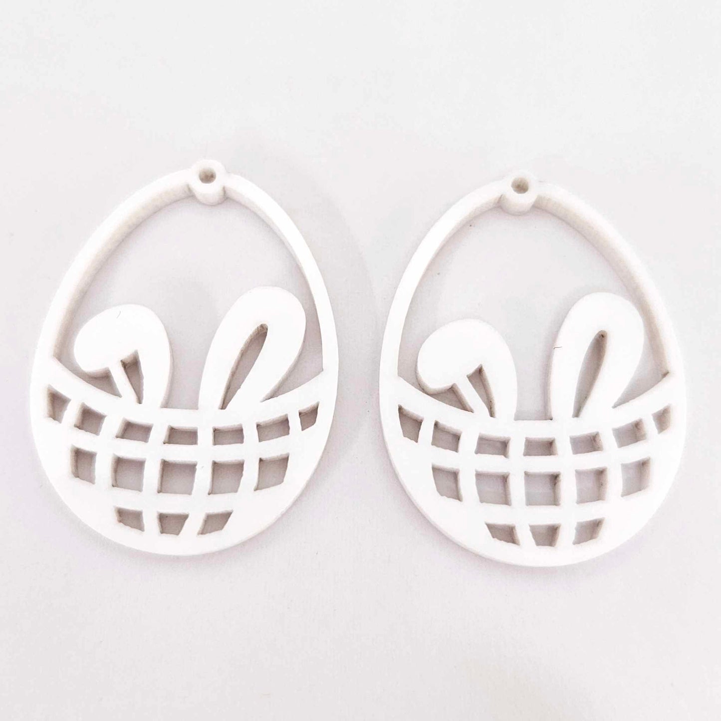 white Easter bunny egg basket DIY earring supplies laser cut acrylic dangles blanks