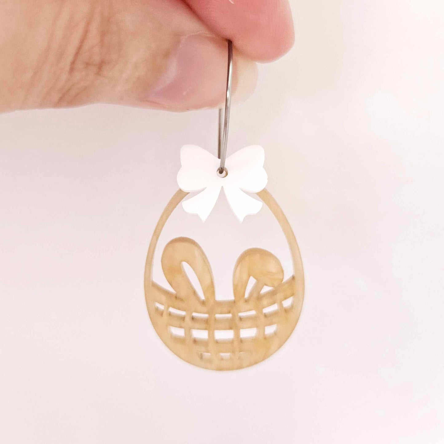white bow accompaniments DIY earring supplies laser cut acrylic dangles Easter
