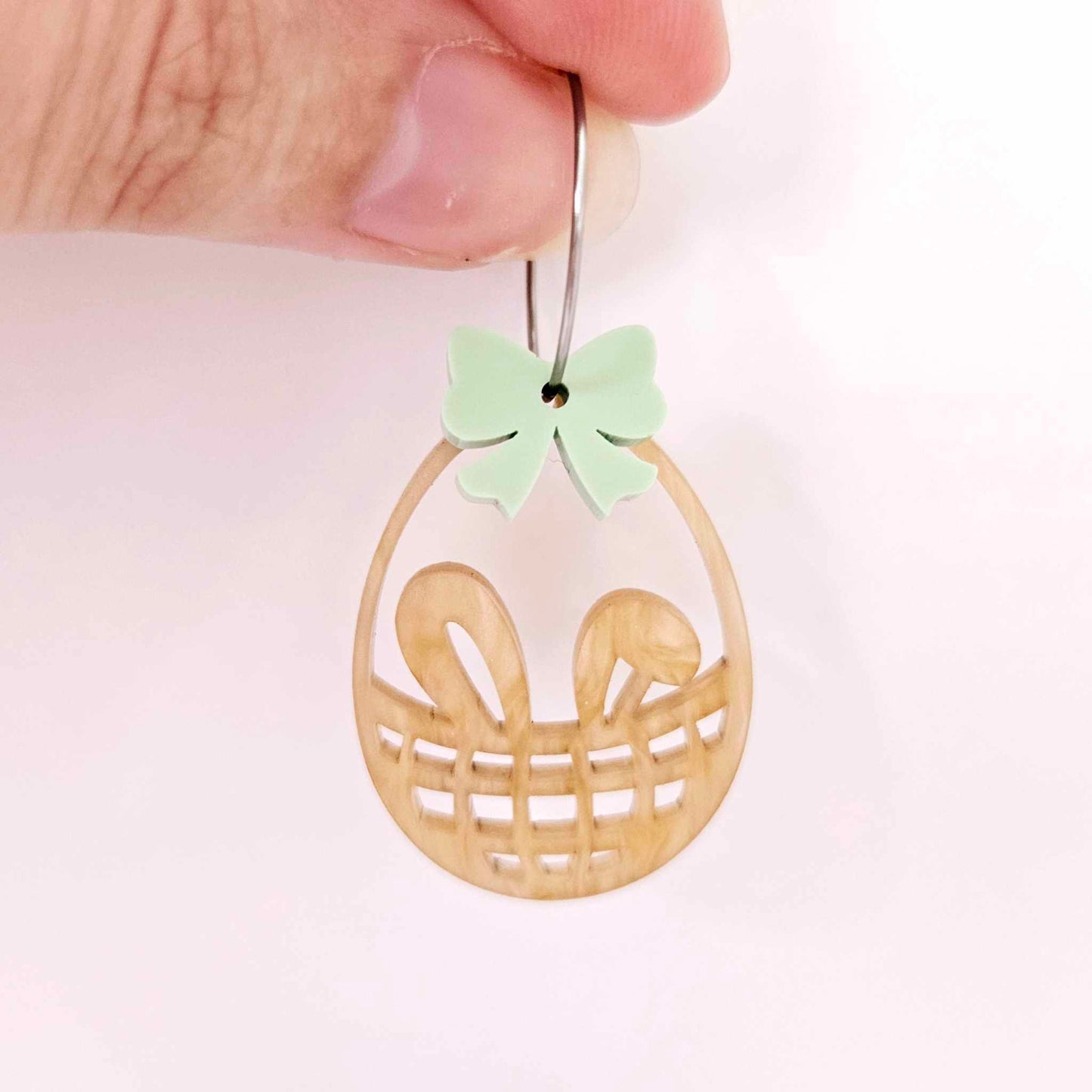 pastel mint green bow accompaniments DIY earring supplies laser cut acrylic dangles Easter