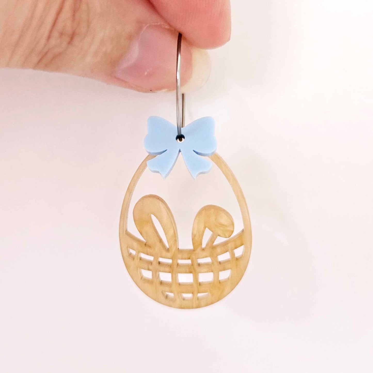 pastel blue bow accompaniments DIY earring supplies laser cut acrylic dangles Easter