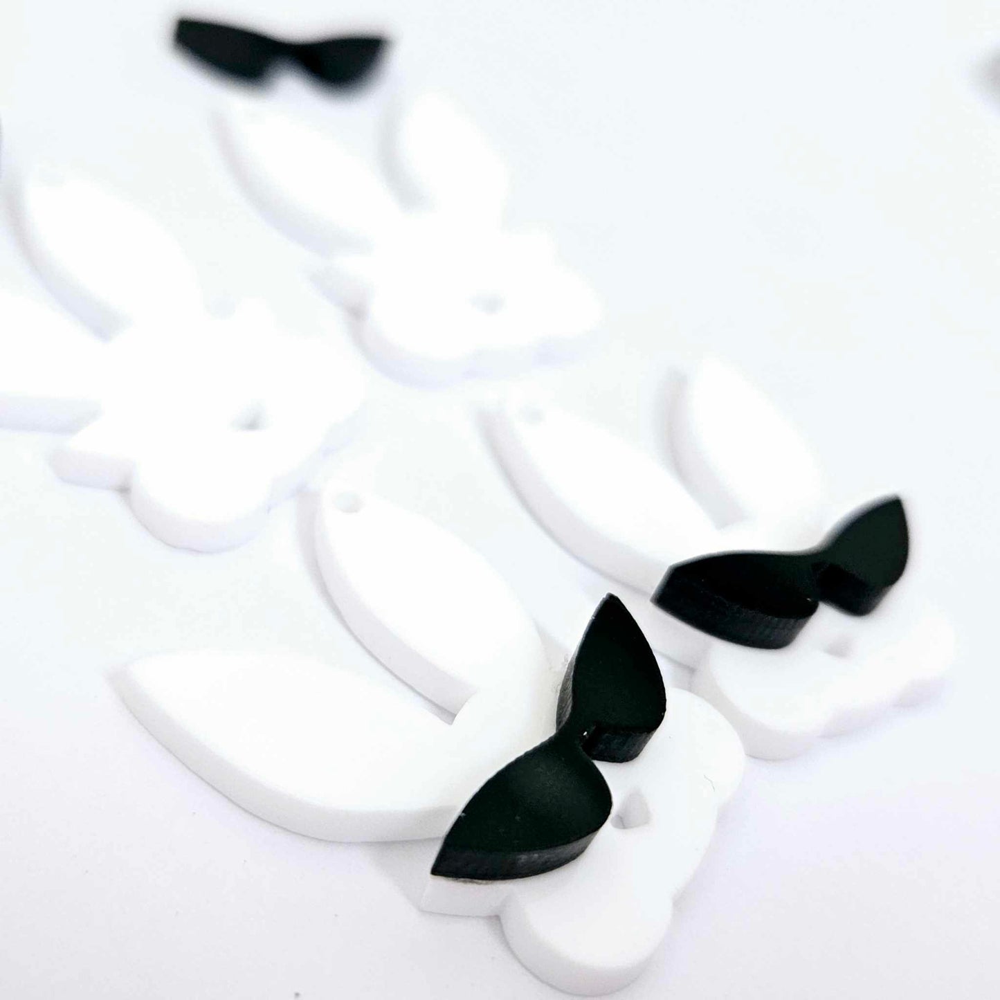 white Easter bunny black sunglasses layered DIY earring supplies laser cut acrylic dangles blanks