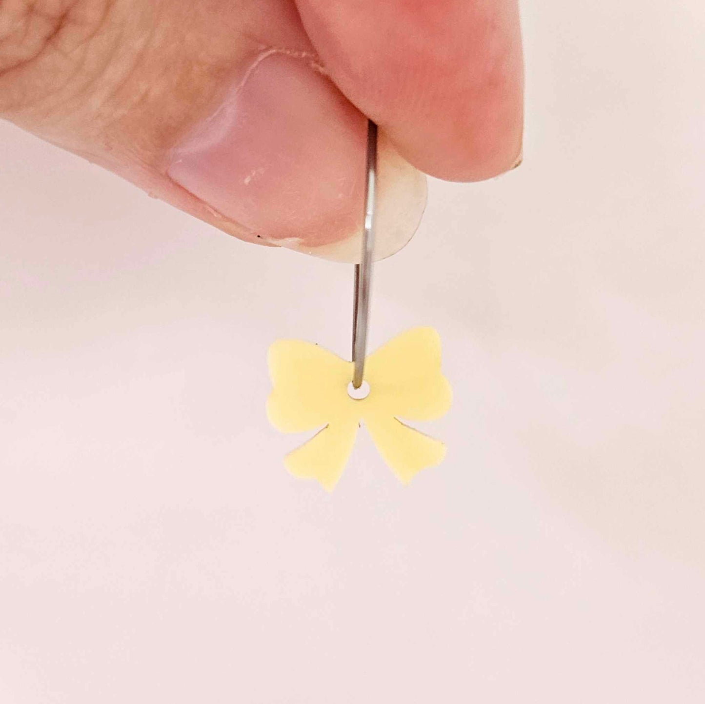 pastel yellow lemon bow accompaniments DIY earring supplies laser cut acrylic dangles Easter