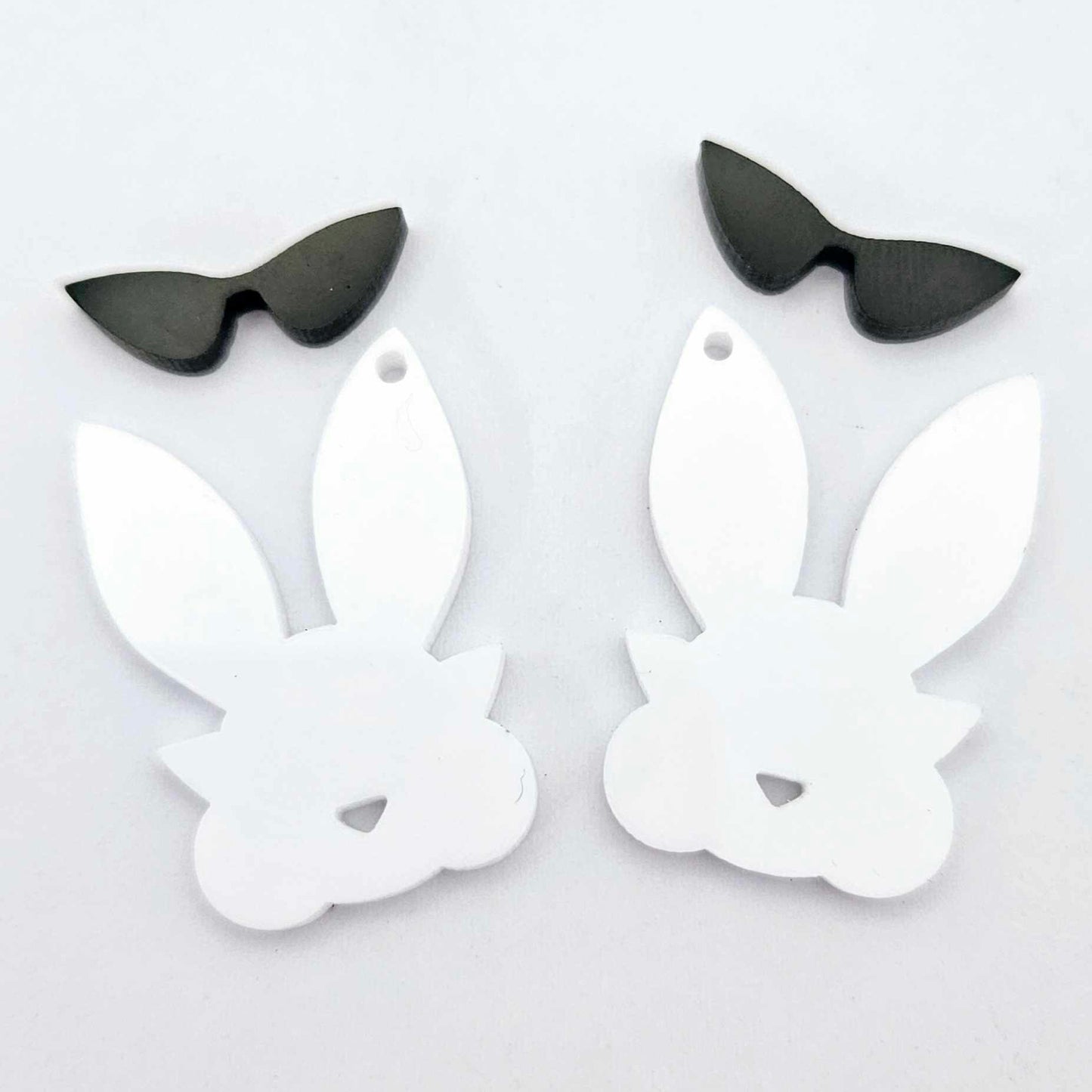 white Easter bunny black sunglasses layered DIY earring supplies laser cut acrylic dangles blanks