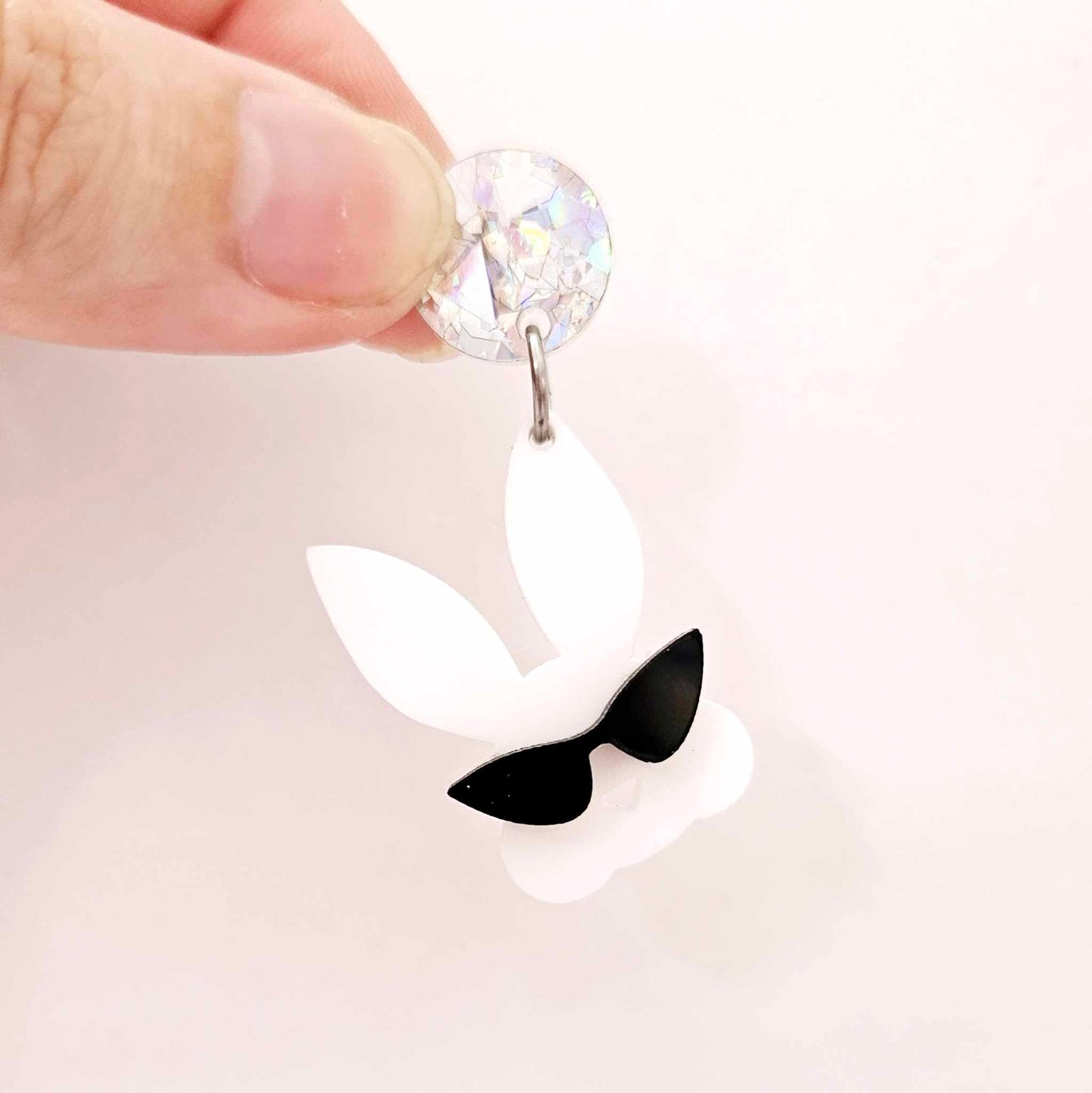 white Easter bunny black sunglasses layered DIY earring supplies laser cut acrylic dangles blanks