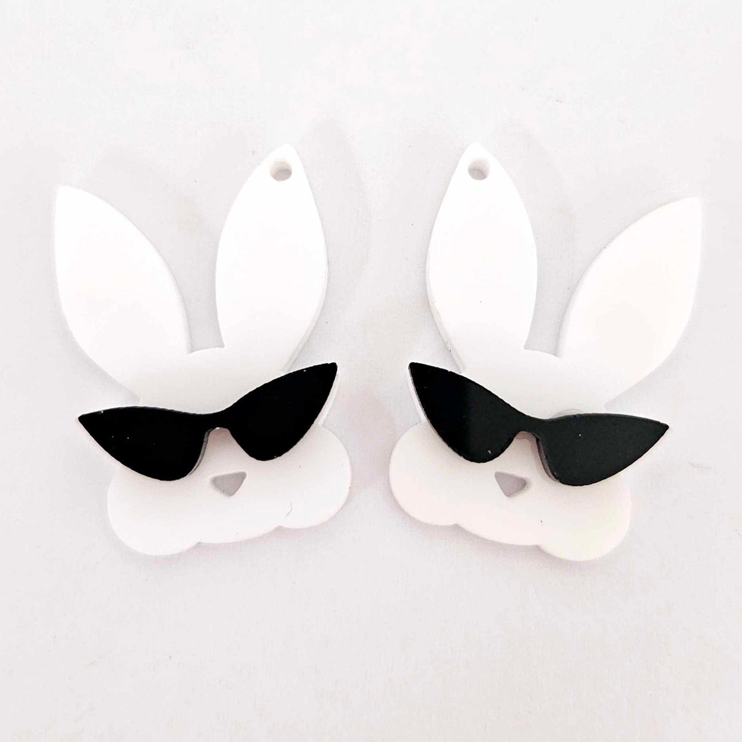 white Easter bunny black sunglasses layered DIY earring supplies laser cut acrylic dangles blanks