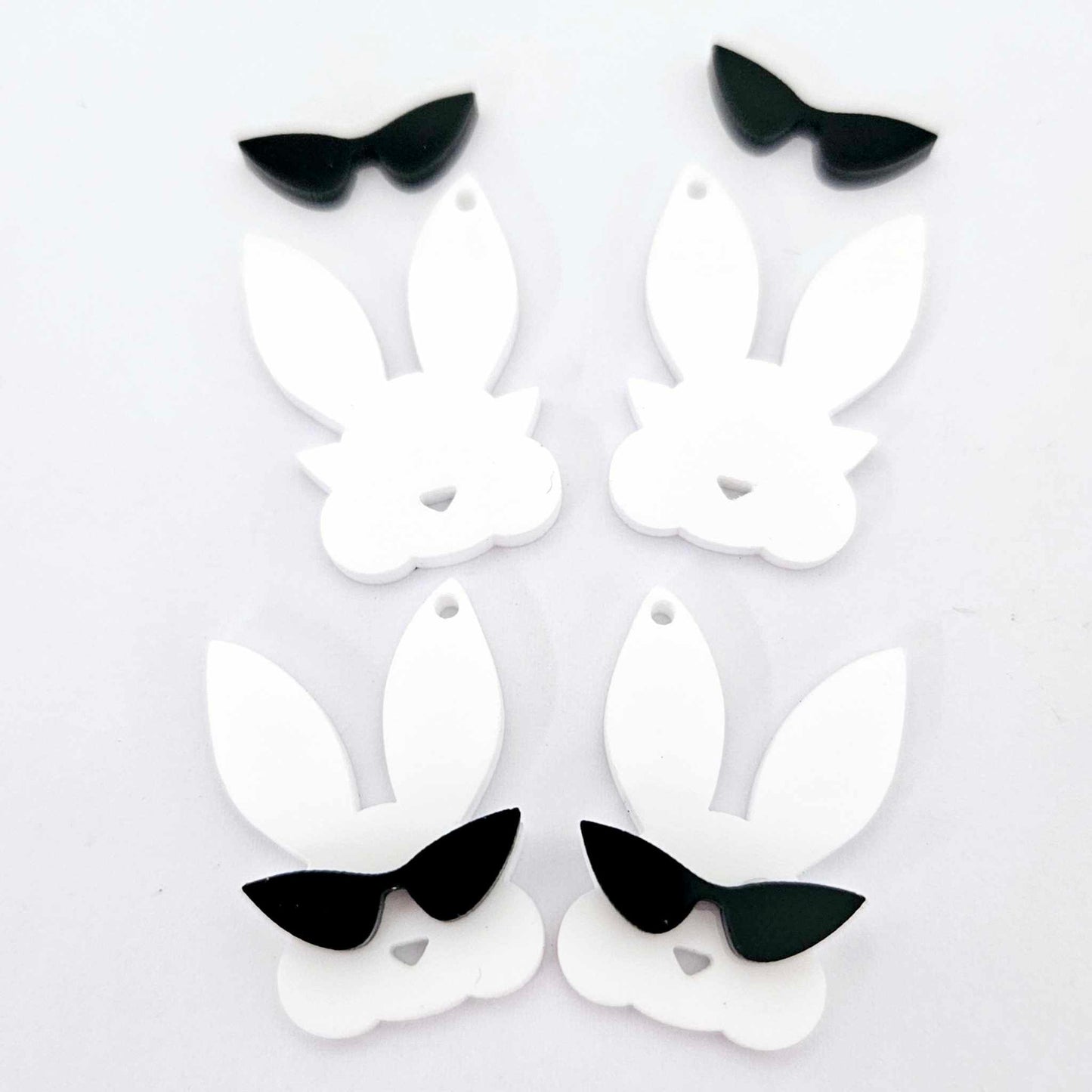 white Easter bunny black sunglasses layered DIY earring supplies laser cut acrylic dangles blanks