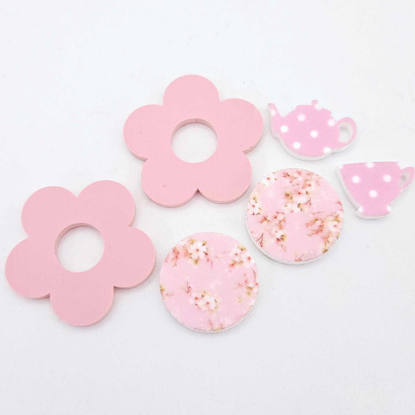 pretty in pink DIY earring kit pastel glitter UV print flowers butterfly bows supplies laser cut acrylic dangles studs blanks mixed pack craft findings glue