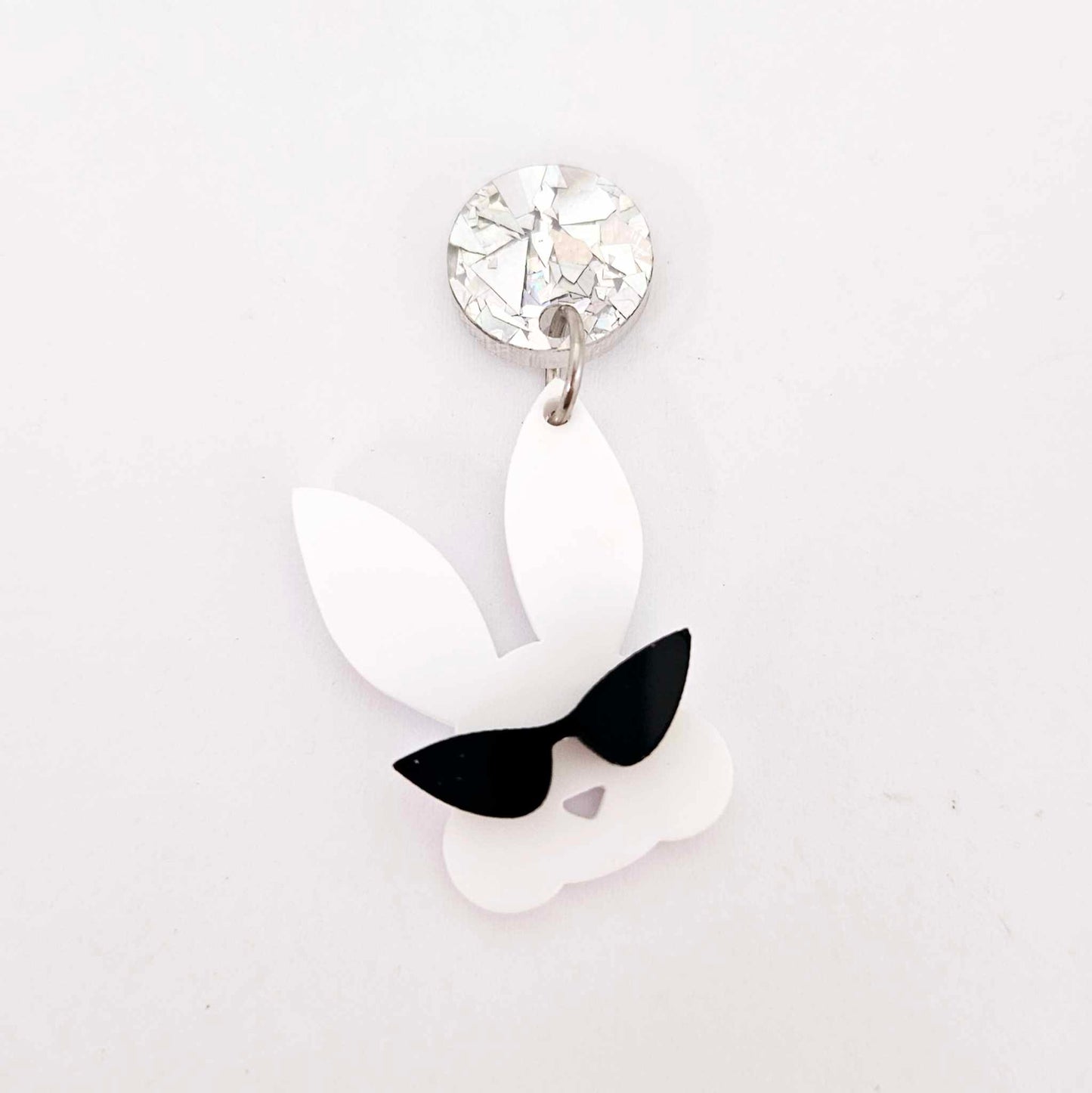white Easter bunny black sunglasses layered DIY earring supplies laser cut acrylic dangles blanks