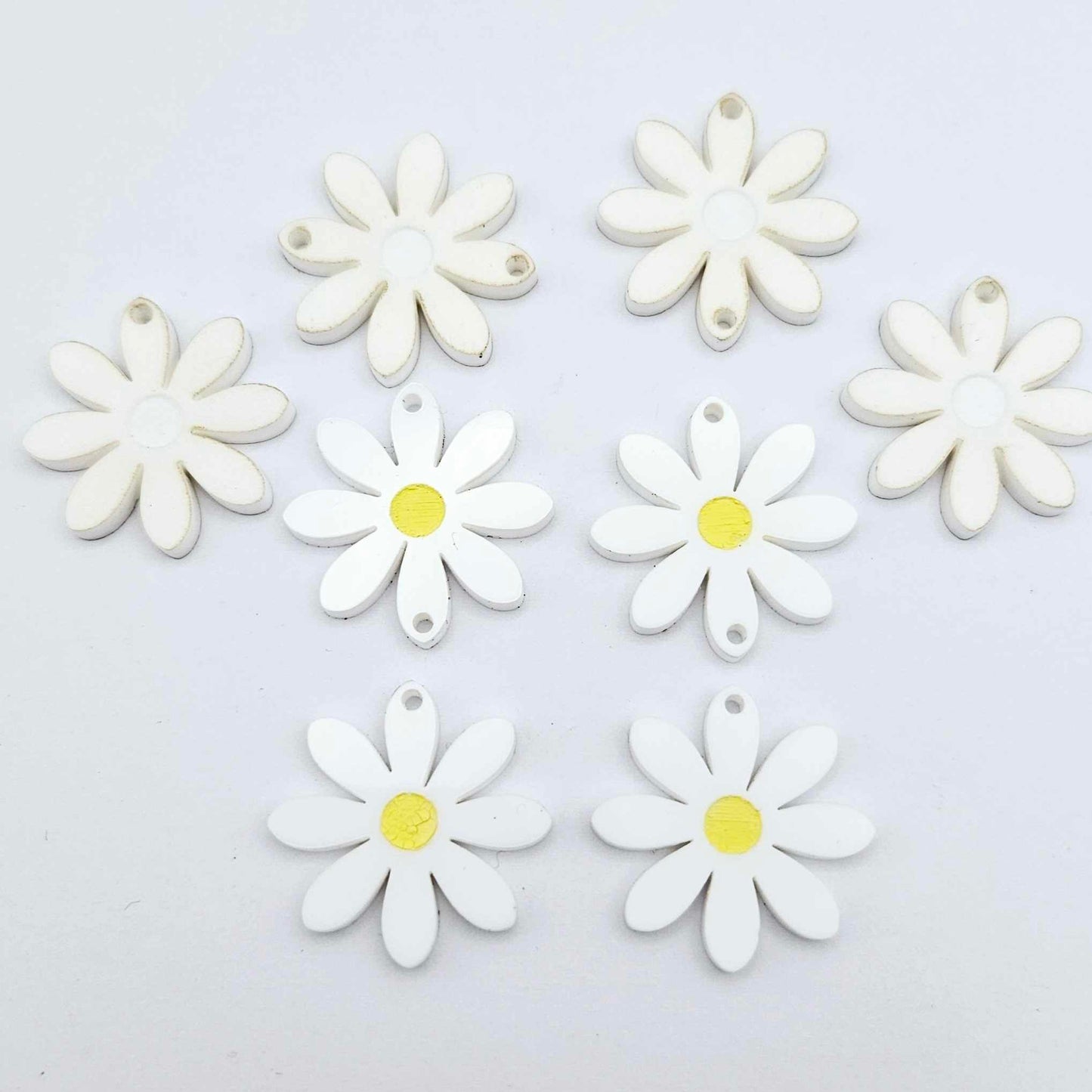 white daisy flower layered DIY earring supplies laser cut acrylic dangles blanks paint fill