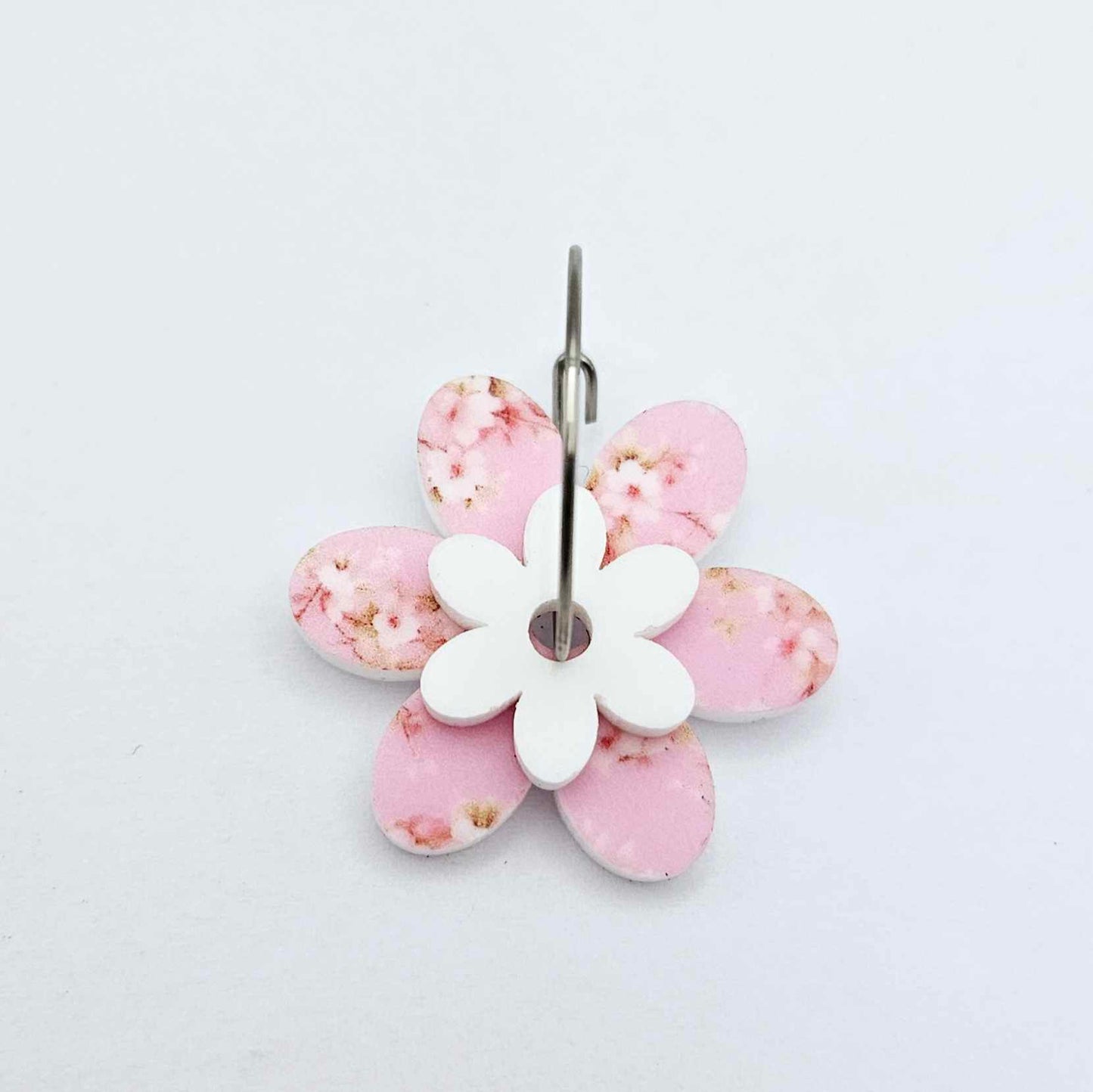 cherry blossom UV print white pink floral flowers DIY earring supplies laser cut acrylic dangles blanks layered hoops