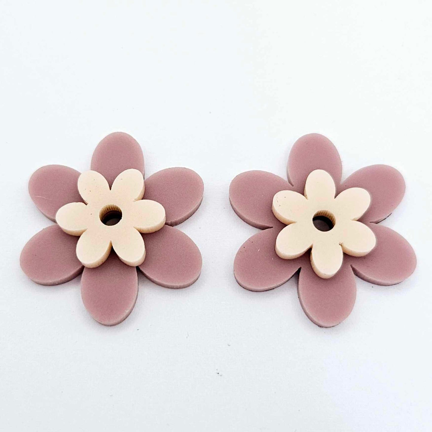 dusty rose peach pink floral flowers DIY earring supplies laser cut acrylic dangles blanks layered hoops