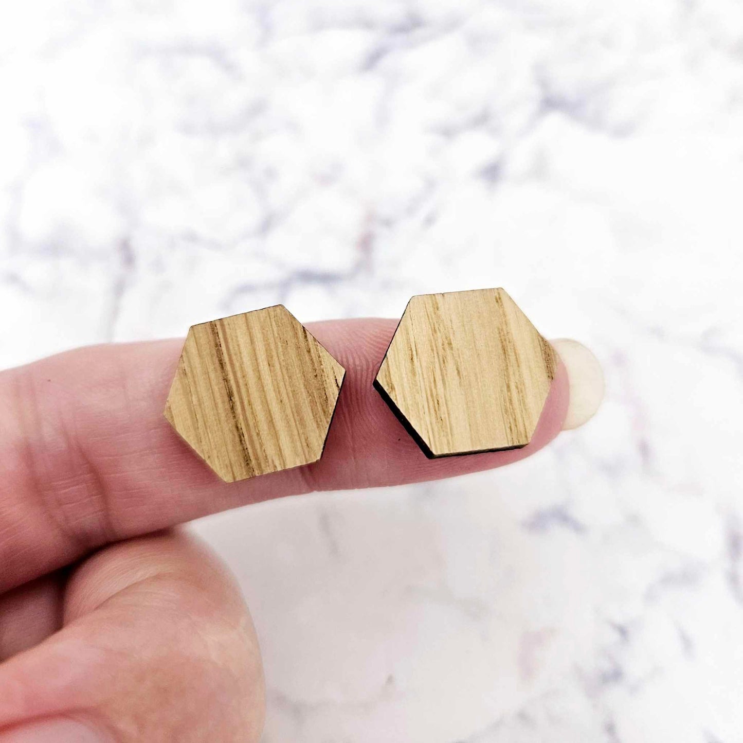 oak hexagon wood veneer toppers studs DIY earring supplies laser cut acrylic dangles blanks resin clay