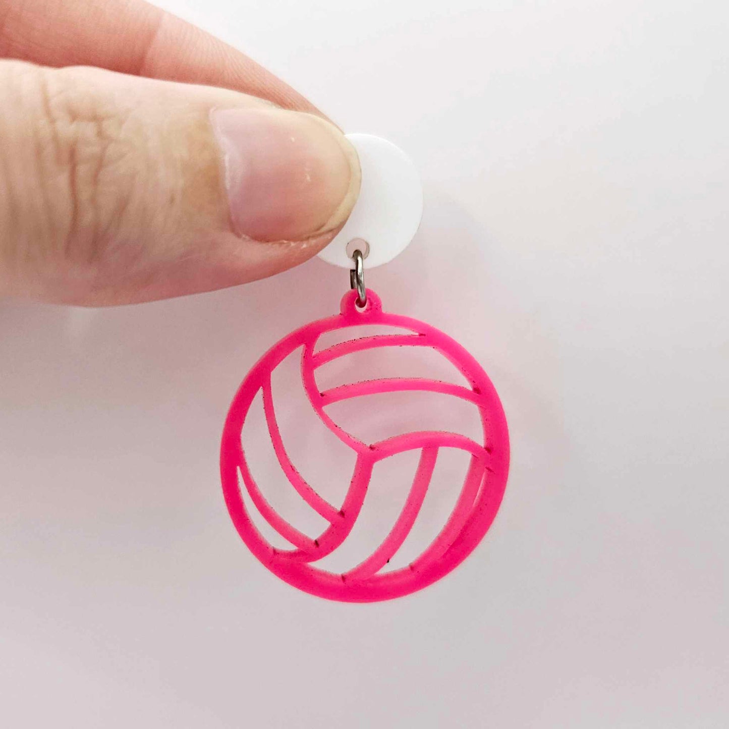 hot pink netball volleyball sport team DIY earring supplies laser cut acrylic dangles blanks