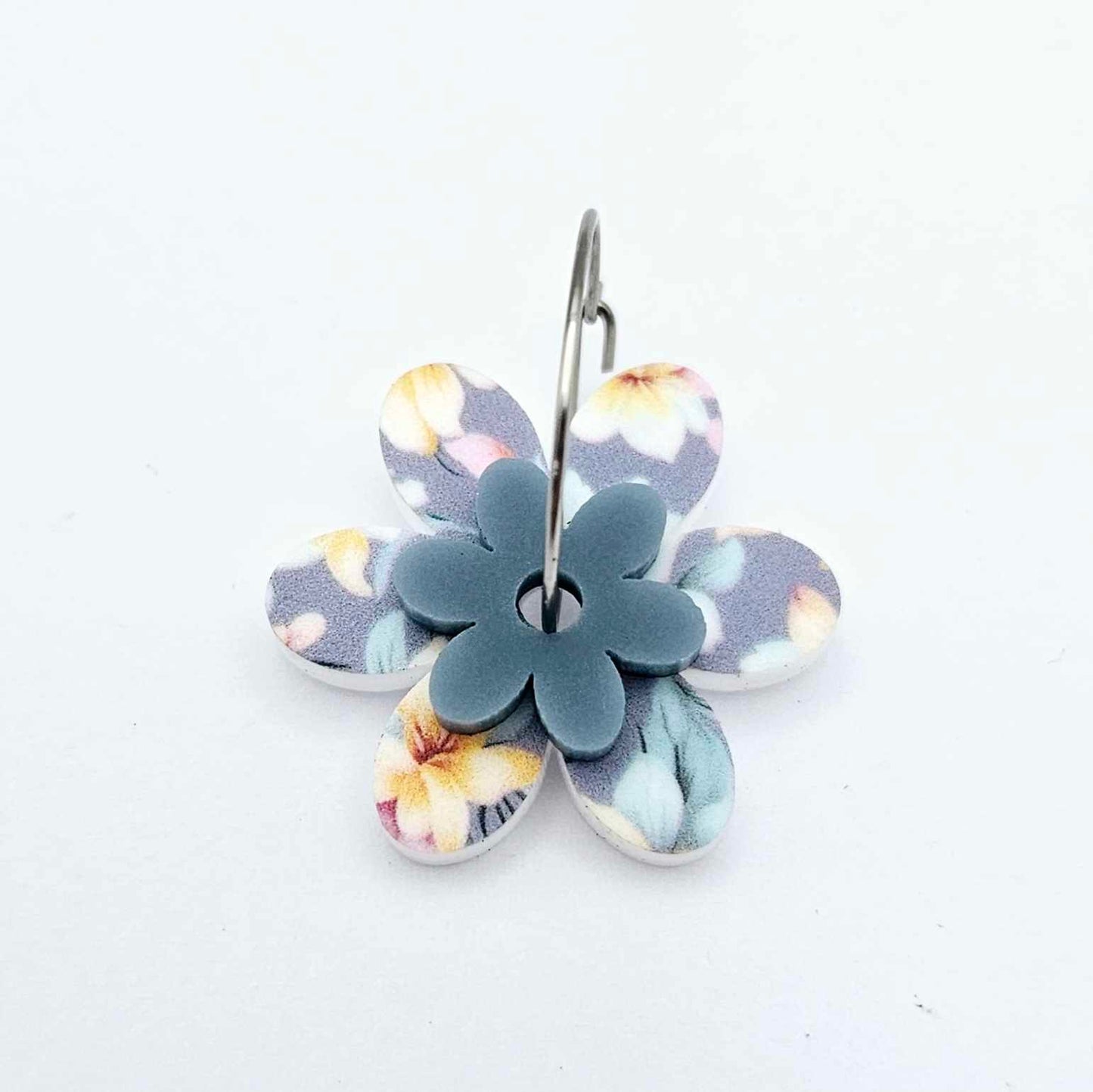 hawaii dream uv print floral flowers bluestone DIY earring supplies laser cut acrylic dangles blanks layered hoops