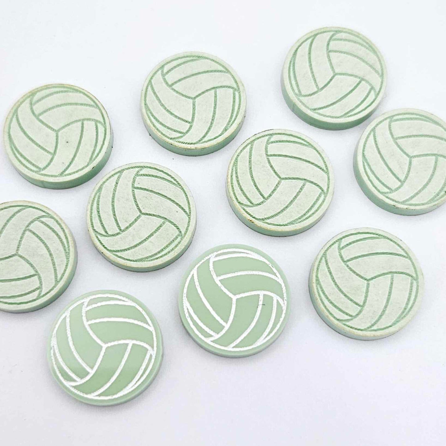 pastel mint green netball volleyball DIY earring supplies laser cut acrylic studs blanks sport team paint fill engraved
