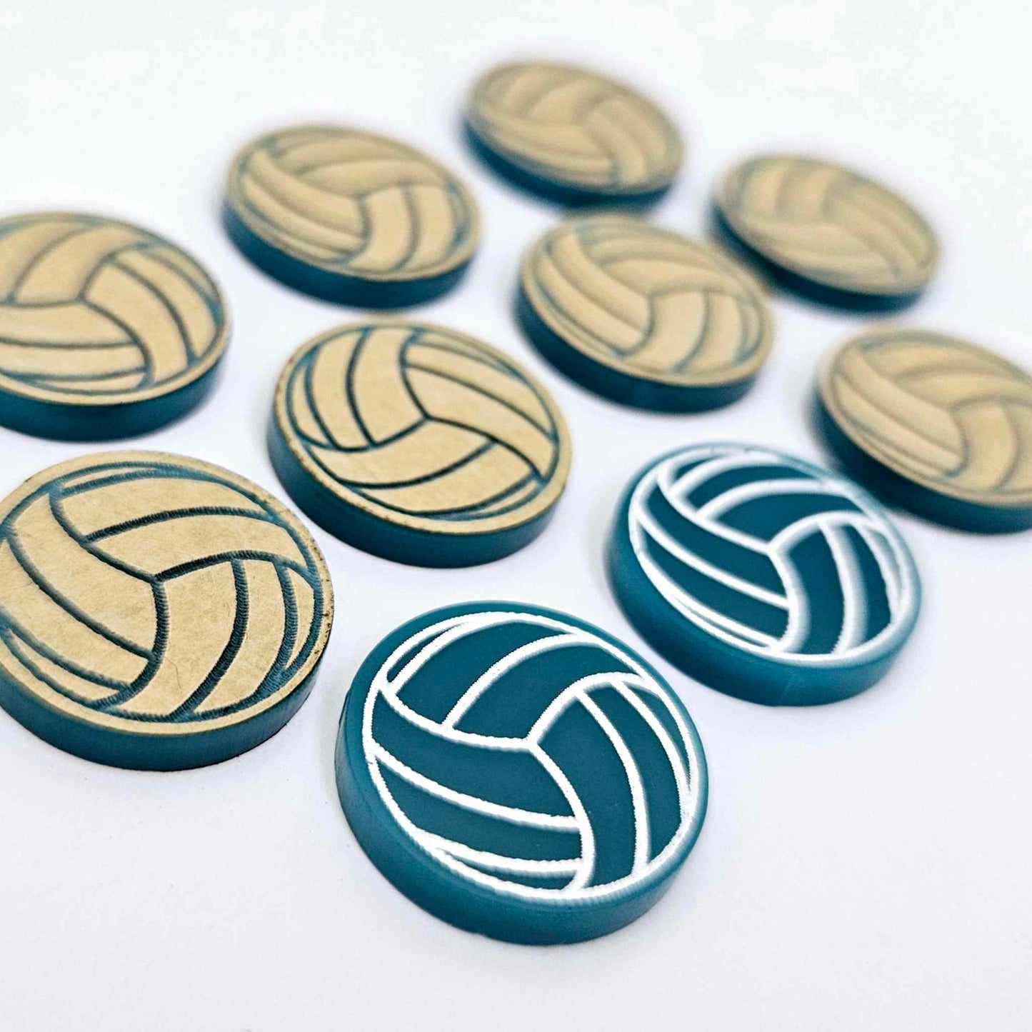 turquoise teal netball volleyball DIY earring supplies laser cut acrylic studs blanks sport team paint fill engraved