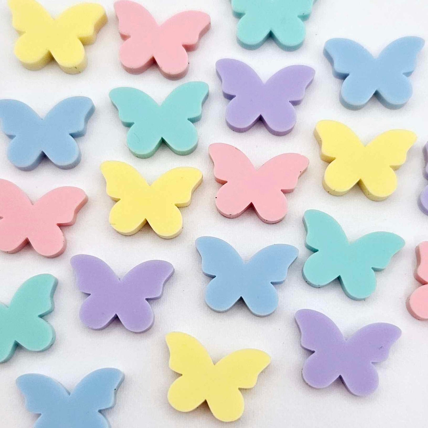 pastel purple pink blue yellow aqua mixed pack butterfly butterflies DIY earring supplies laser cut acrylic studs blanks findings petite small kids