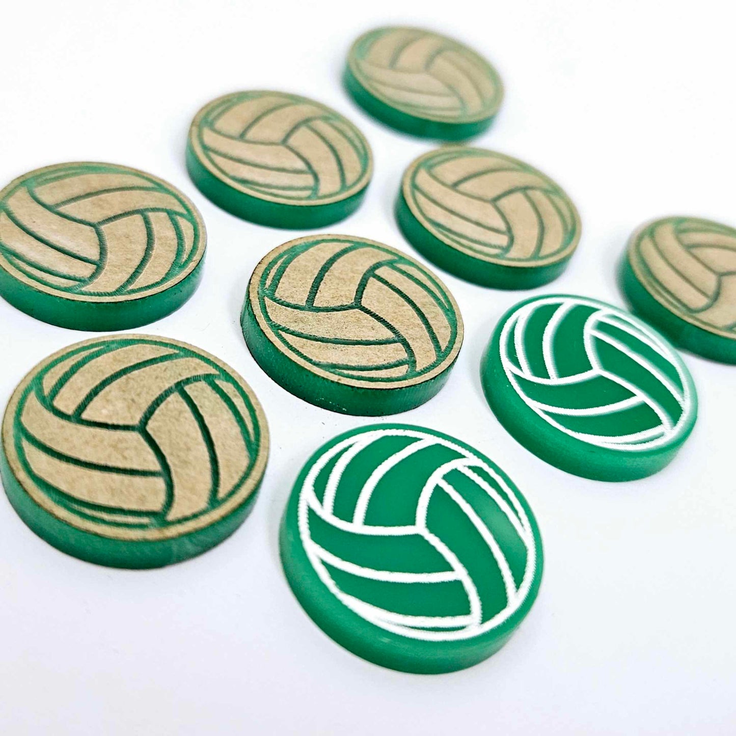 green netball volleyball DIY earring supplies laser cut acrylic studs blanks sport team paint fill engraved
