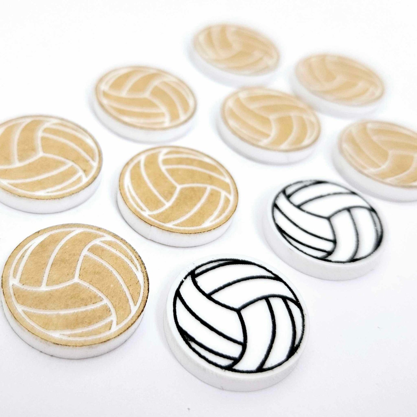 white netball volleyball DIY earring supplies laser cut acrylic studs blanks sport team paint fill engraved