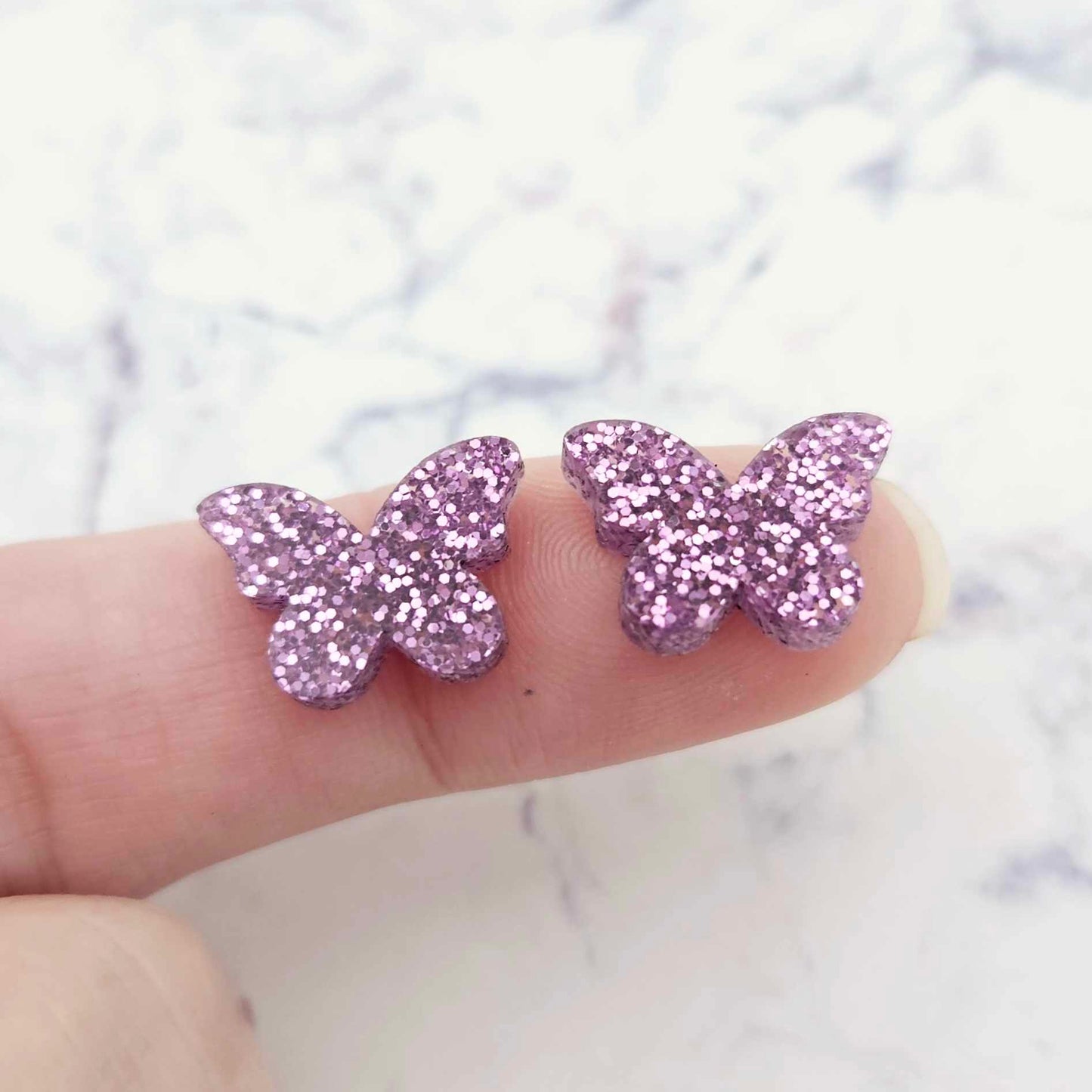 purple glitter butterfly butterflies DIY earring supplies laser cut acrylic studs blanks findings petite small kids