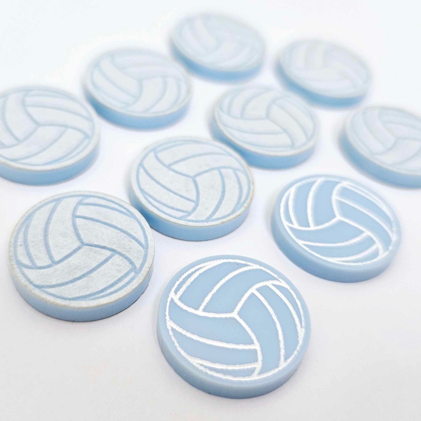 pastel blue netball volleyball DIY earring supplies laser cut acrylic studs blanks sport team paint fill engraved