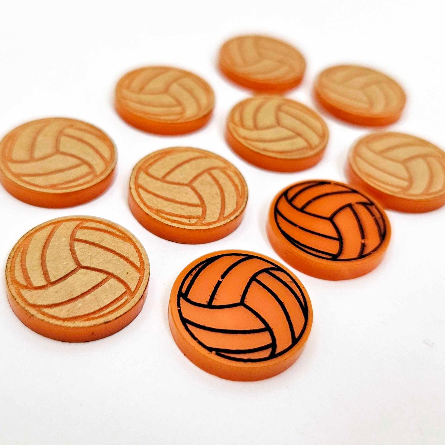 orange netball volleyball studs DIY earring blanks laser cut acrylic paint fill craft